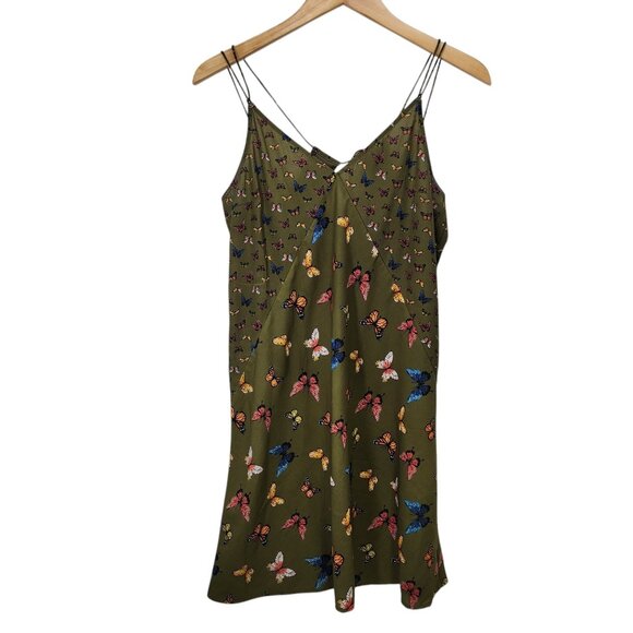Abercrombie & Fitch Butterfly Print Green Slip Dress S Y2K Whimsy - Picture 2 of 9